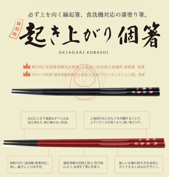 大切な方への贈り物に 縁起物『起き上がり個箸』